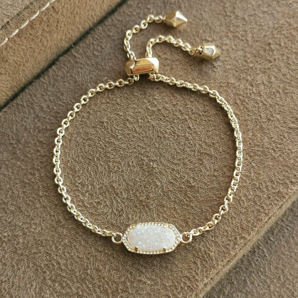Kendra Scott Elaina Adjustable Chain Bracelet, Gold Drusy - Picture 2 of 3
